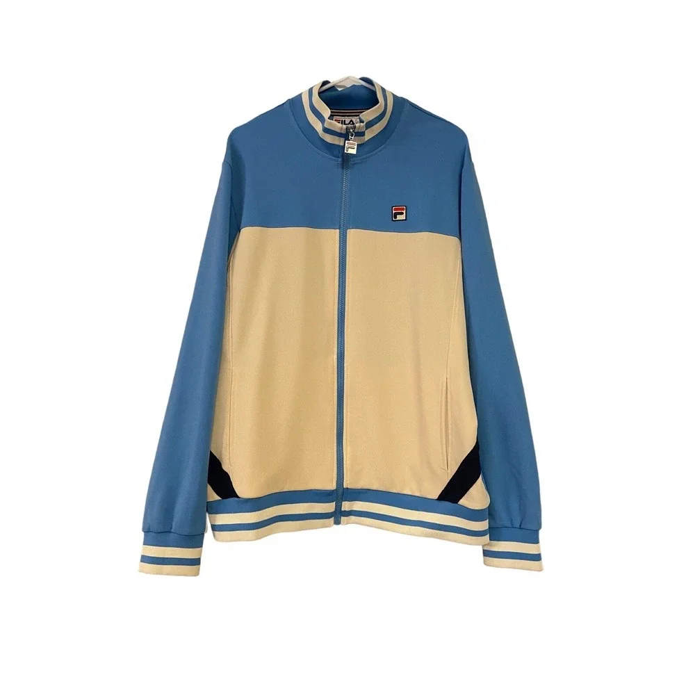 Men's Fila Tiebreaker Jacket XL Blue/ Cream Zip Up